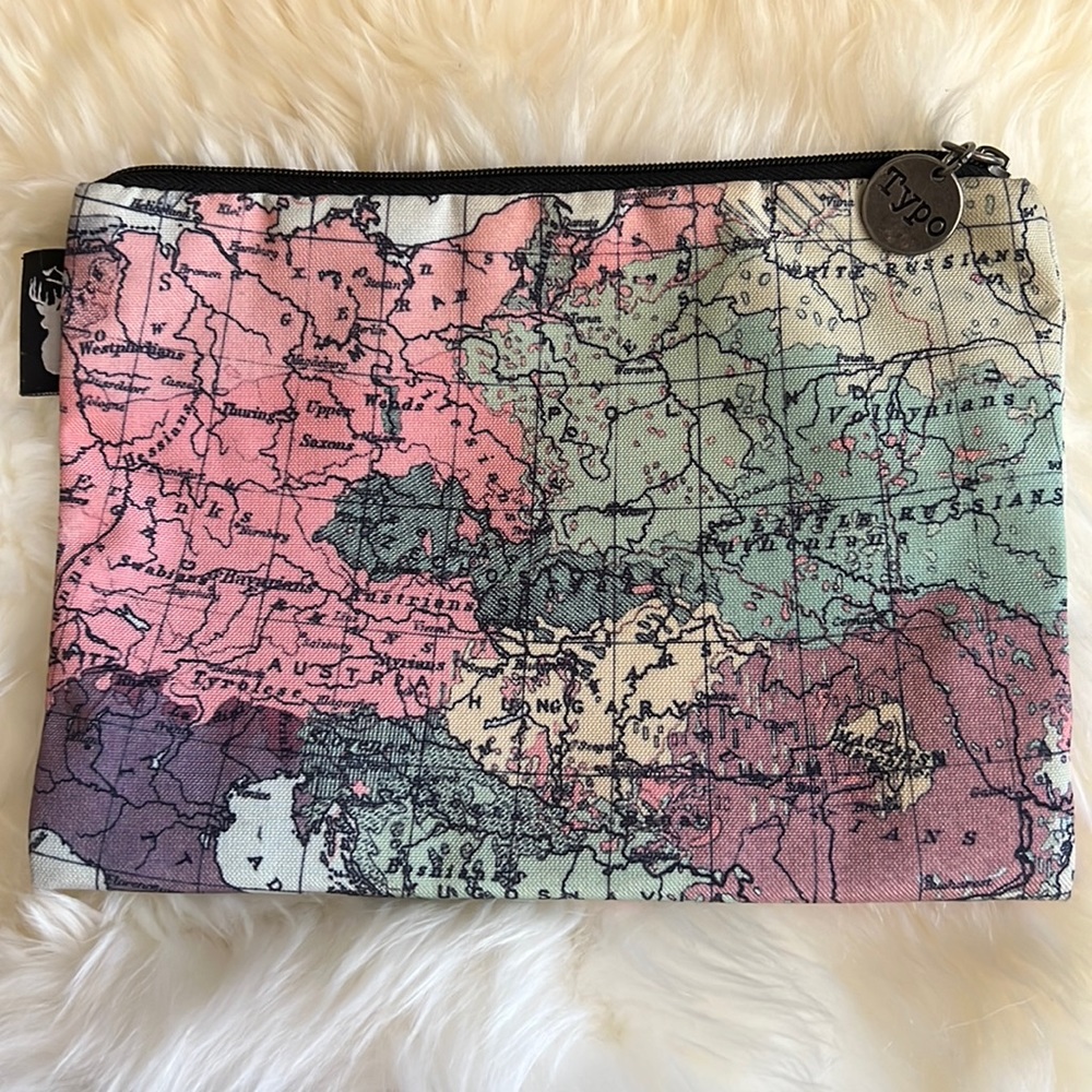 Typo Map Zip Pouch
